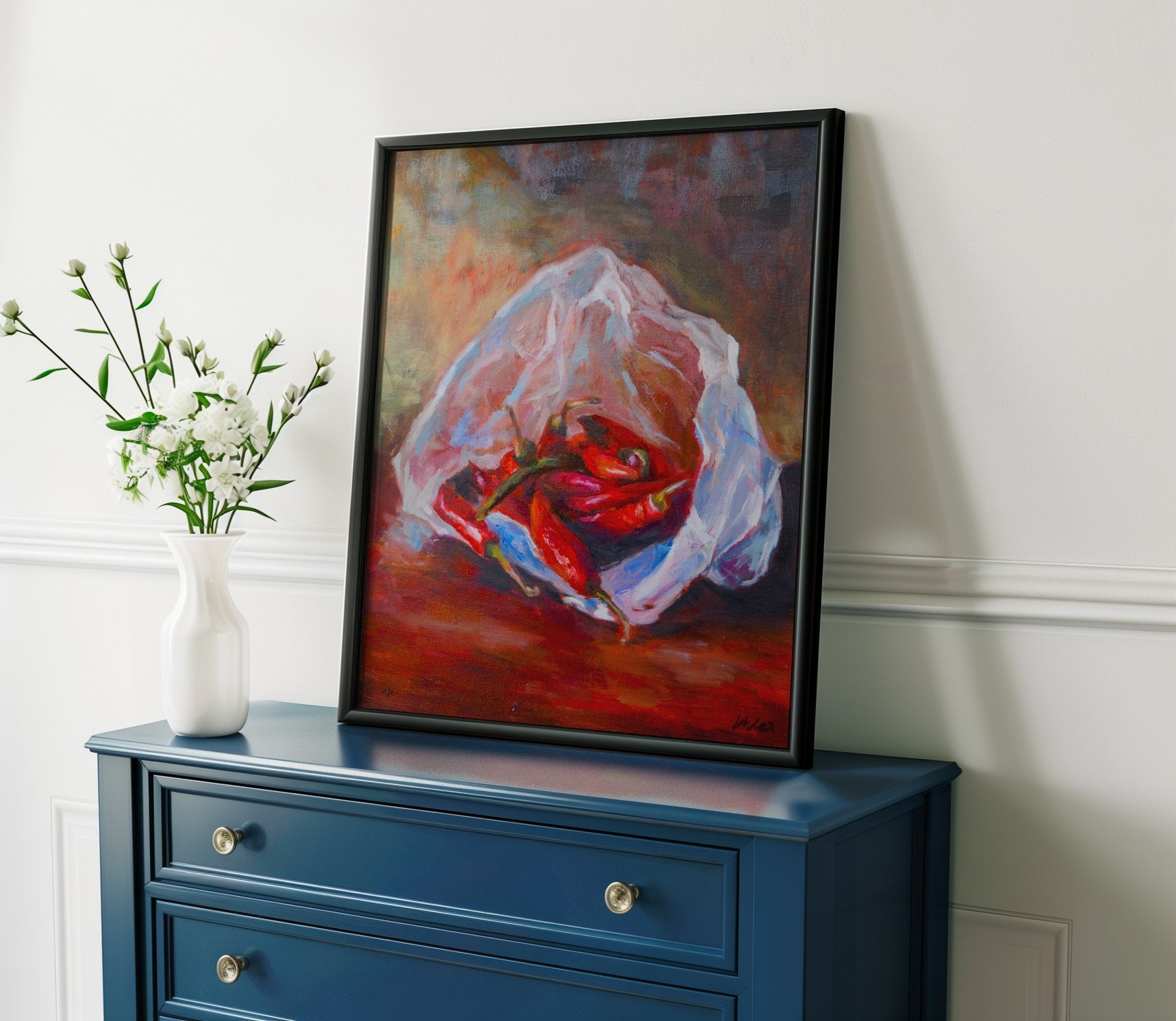 Chili Peppers in Plastic Bag - Art Print