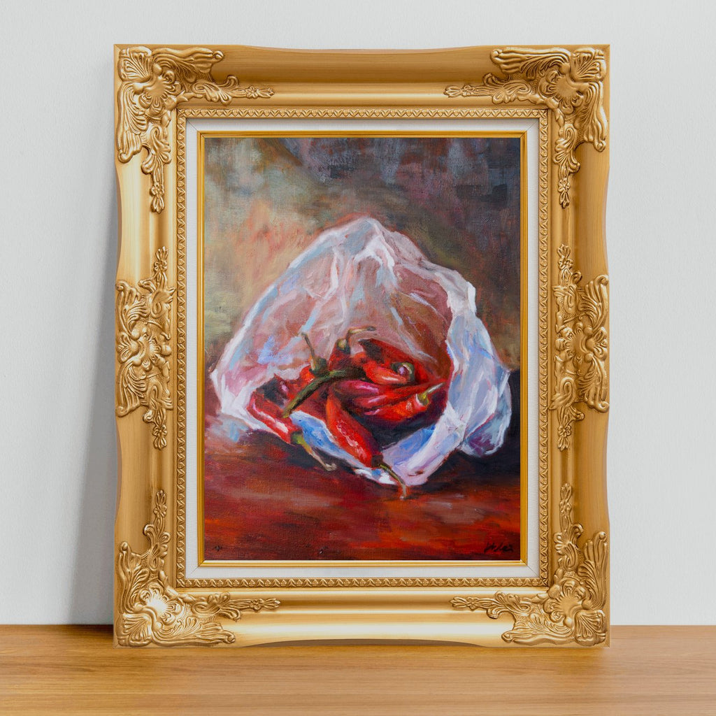 Chili Peppers in Plastic Bag - Art Print